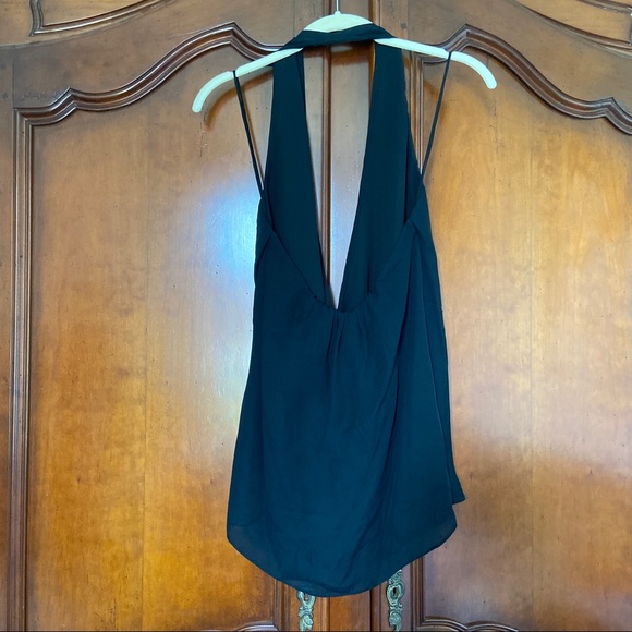 NWT Haute Hippie Black 100% Silk Surplice Halter Wrap Top | Size XS - Picture 4 of 8